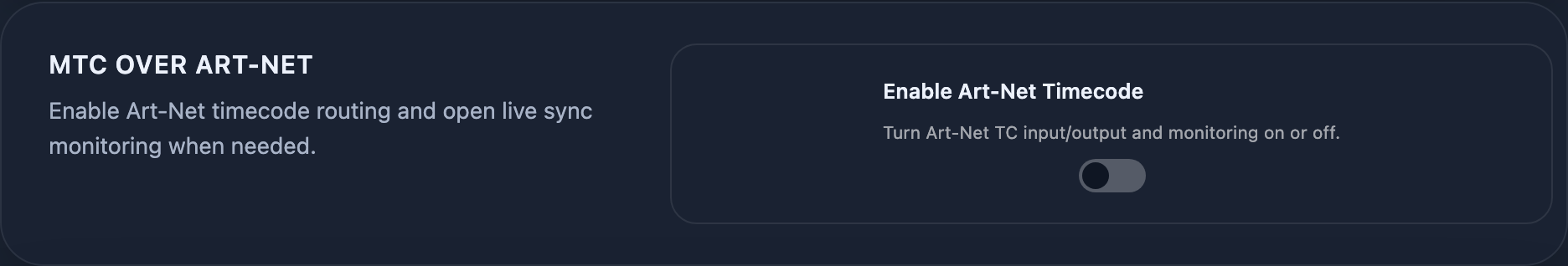 Art-Net TC settings