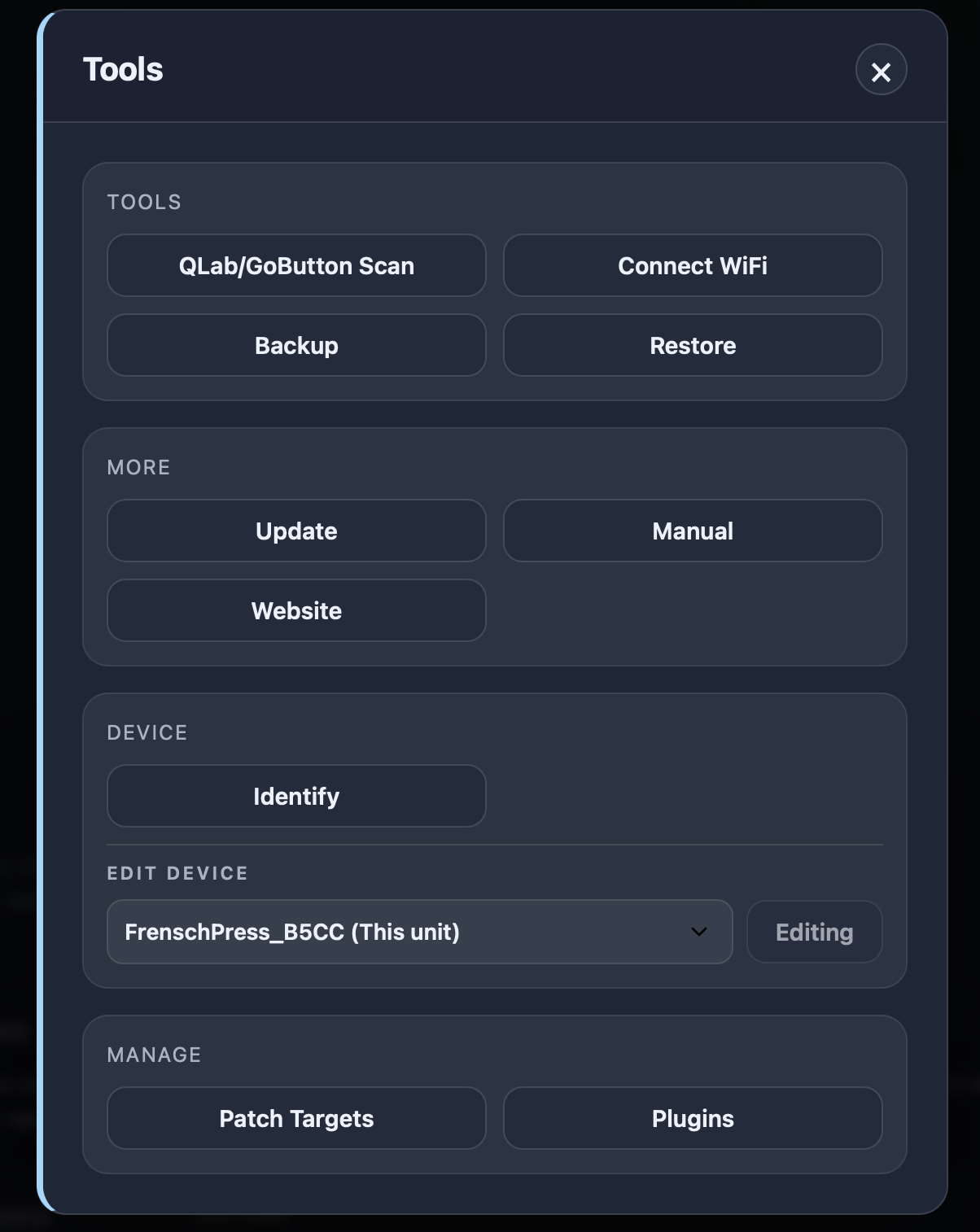Tools Menu
